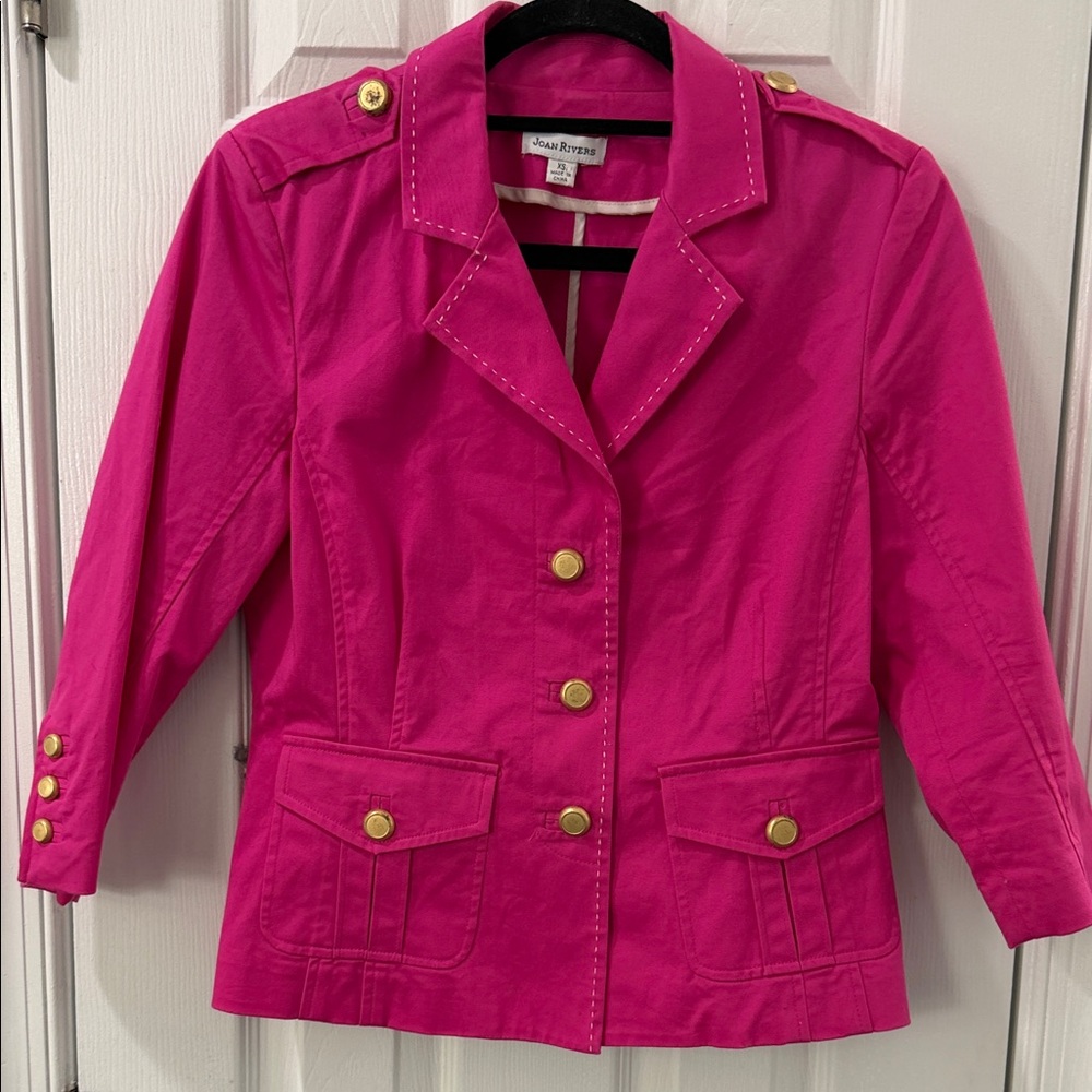 Joan Rivers Classis Pink Blazer Jacnet with Gold Accents